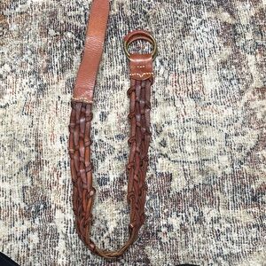 Abercrombie & Fitch Woven Leather Belt with Brass Ring